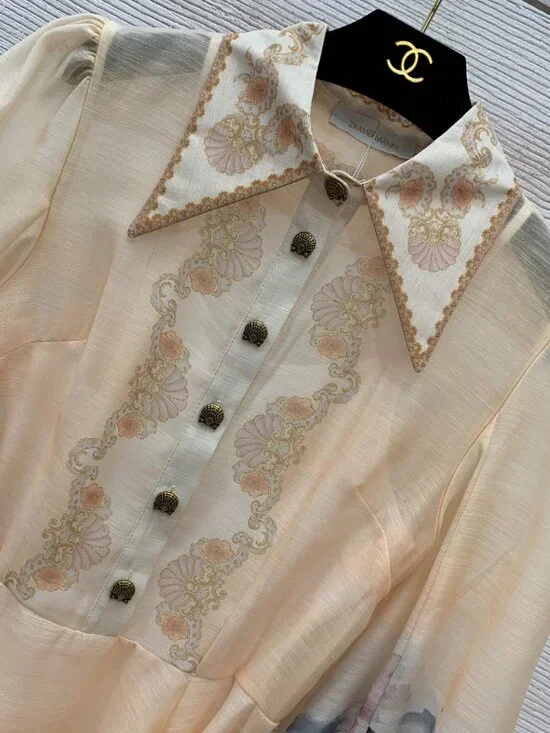 Agua by Agua Bendita Cream Seascape & Floral Embroidered Belted Mini Dress - Picture 4 of 10